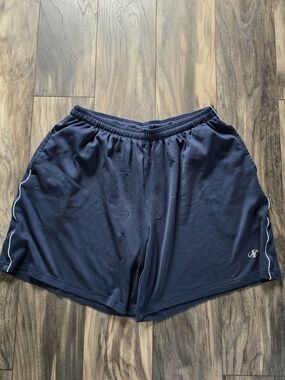 Men's Performance Athletic Shorts in Navy with White Piping